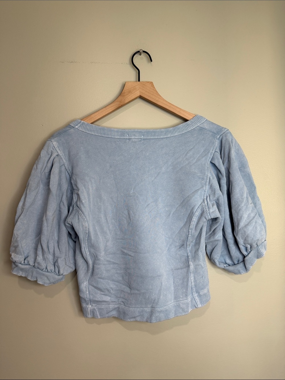 Aerie Blue Puff Sleeve Cropped Sweatshirt Small Blue - Picture 5 of 7